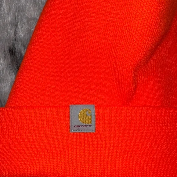 Carhartt Neon Orange Beanie Hat new - Picture 2 of 3